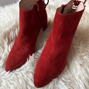 Stuart Weitzman Red Suede Ankle Booties